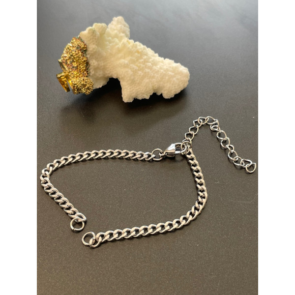 Bracelets Intercalaire 16 cm, maille Gourmette 4 par 2mm, Acier Inoxydable finition Argenté