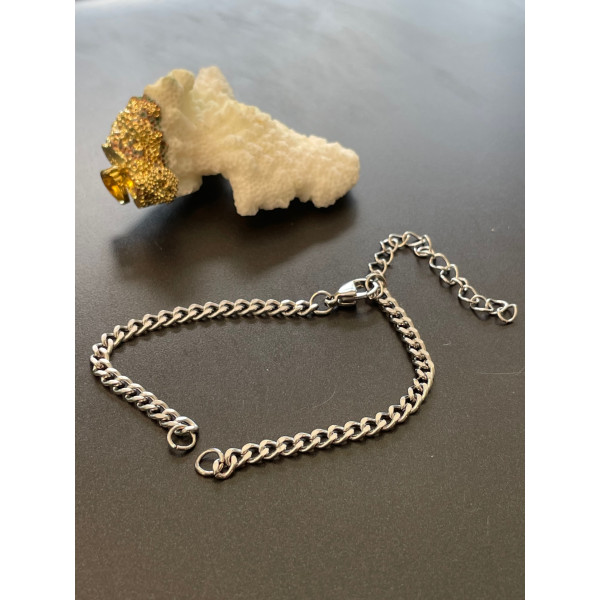 Bracelets Intercalaire 16 cm, maille Gourmette 4 par 2mm, Acier Inoxydable finition Argenté