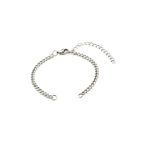 Bracelets Intercalaire 16 cm, maille Gourmette 4 par 2mm, Acier Inoxydable finition Argenté