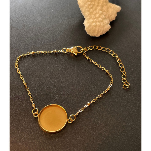 Supports de bracelet, pour cabochon 16mm, Acier Inoxydable 304, finition Doré