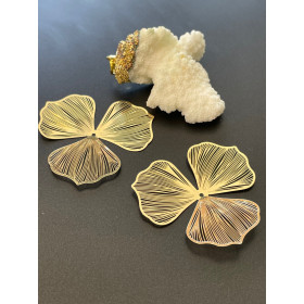 Estampes, pendentif Fleurs filigrane 50mm, couleur Doré