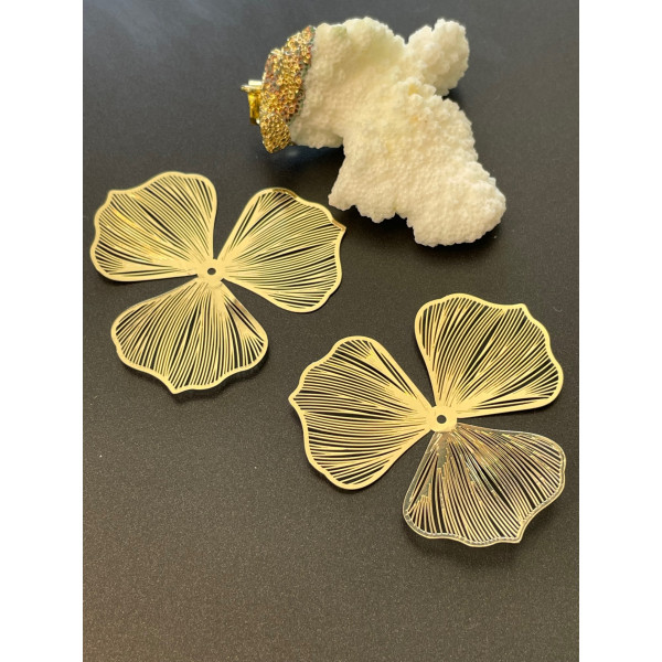 Estampes, pendentif Fleurs filigrane 50mm, couleur Doré