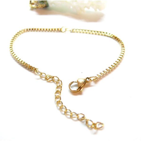 Bracelet  Maille Vénitienne 17 cm, Acier Inoxydable 304 finition Doré