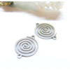 Pendentifs, Connecteurs Spirale 18mm en Acier Inoxydable  201 finition Argenté