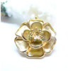 Pendentif Fleur 3D avec anneau transversale 25mm, Acier Inoxydable 304, finition Doré à l'or fin 18K, PVD