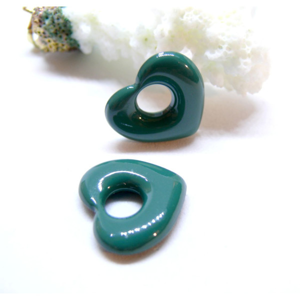 Pendentifs Coeur 18mm, métal Coloris Vert