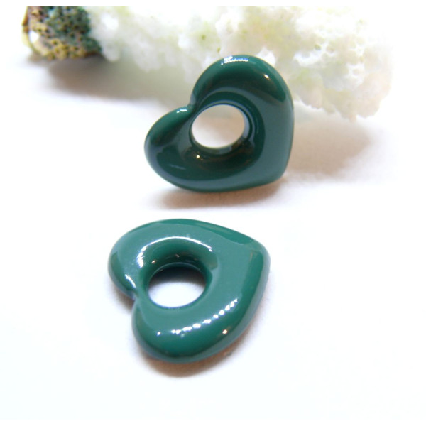 Pendentifs Coeur 18mm, métal Coloris Vert