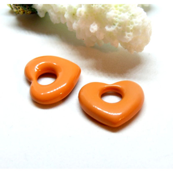 PS11904820 – Lot de 2 ou 4 Pendentifs Coeur 18mm – Métal Orange