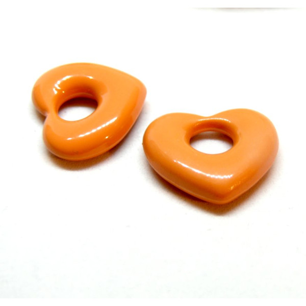 Pendentifs Coeur 18mm, métal Coloris Orange