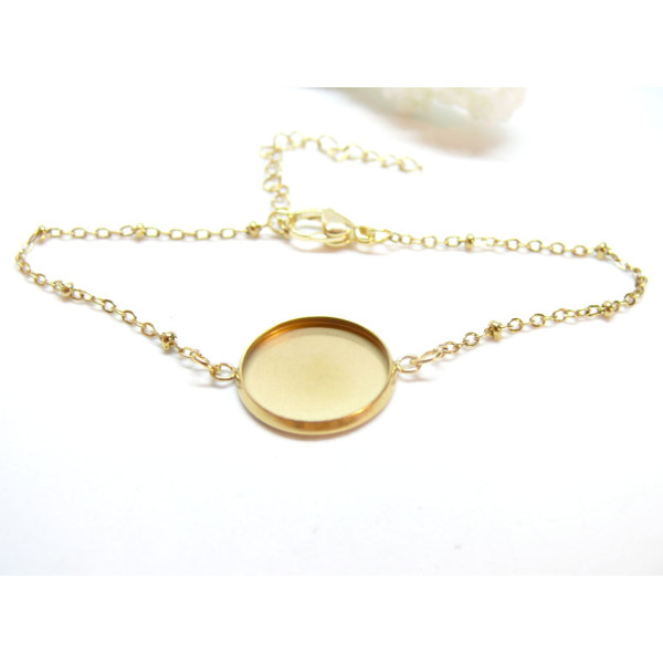 Support de bracelet, pour cabochon 16mm, Acier Inoxydable 304, finition Doré