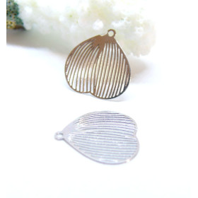 Estampes, pendentif filigrane, Pétale 17mm, Métal finition Argenté
