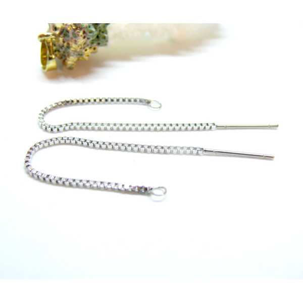 Chaines pour boucle d'oreille 8 cm, Acier Inoxydable 304, finition Argenté