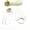 Supports de Peignes à Cheveux 25x51mm, style Rétro pour cabochon en 12mm, métal finition Argent Vif