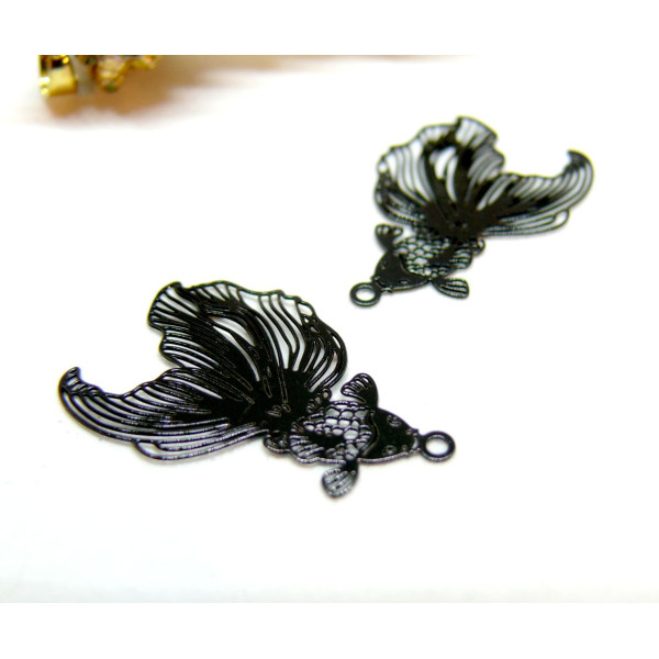 Estampes filigrane, Poissons de Combat 26 mm, Acier Inoxydable coloris Noir