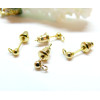 Boucles d'oreilles, Puce Bille 3mm avec accroche d' attache et poussoirs, Acier Inoxydable 304  Doré à l'or fin 18K