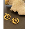 H11Z11914G – Lot de 2 Pendentifs Médaille Fleur Hibiscus Acier Inoxydable 304 Doré 18K Ionique