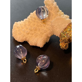 Pendentifs  Verre travaillé style Rétro 10mm, Laiton Doré à l'or fin 18K