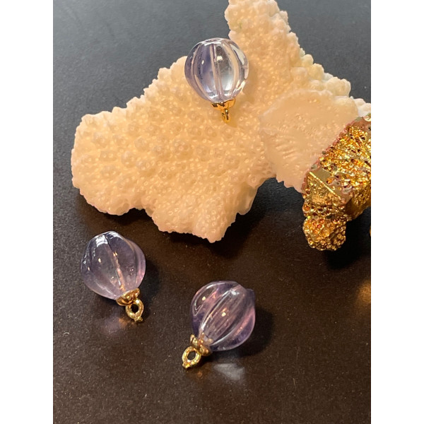 Pendentifs  Verre travaillé style Rétro 10mm, Laiton Doré à l'or fin 18K