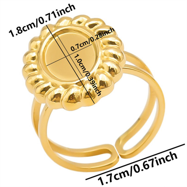 Support de Bague Ovale ARTY 10 par 7mm, anneau double, Acier Inoxydable 304 finition Doré, placage PVD