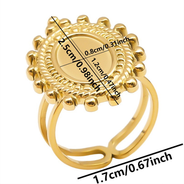 Support de Bague Ovale ARTY 12 par 8mm, anneau double, Acier Inoxydable 304 finition Doré, placage PVD