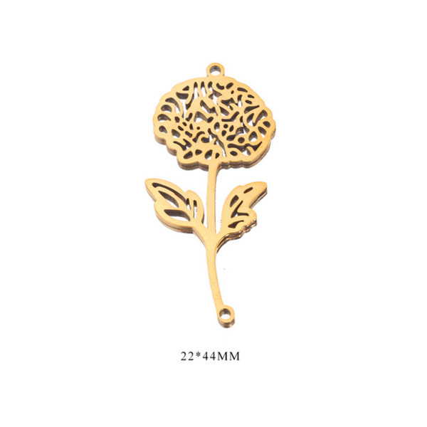 Pendentif  44mm, Acier Inoxydable 304, Doré à l'or fin 18K