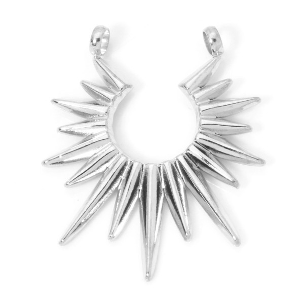 Pendentif Connecteur Géométrique Soleil 33 mm – Acier inoxydable 304 finition argentée