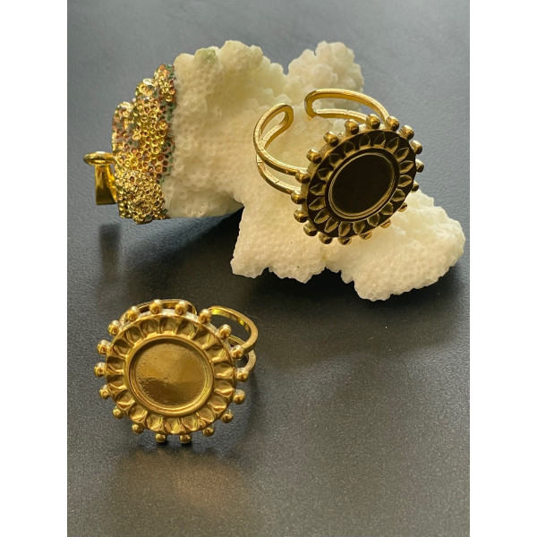 Support de Bague Ronde ARTY 10mm, anneau double, Acier Inoxydable 304 finition Doré, placage PVD