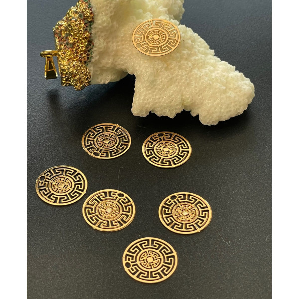 Estampes, pendentif Géométrique filigrane 13mm, finition Doré