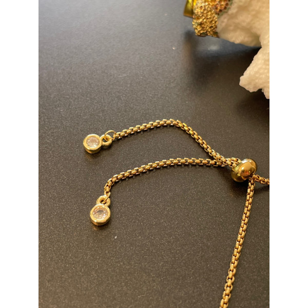 Bracelet Réglable, ajustable 26 cm, Maille 1.2mm, Acier Inoxydable 304 finition Doré