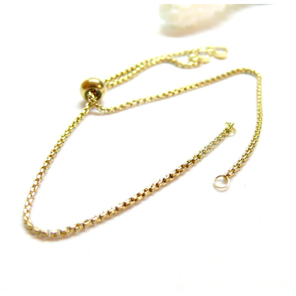 Bracelet Réglable, ajustable 26 cm, Maille 1.2mm, Acier Inoxydable 304 finition Doré