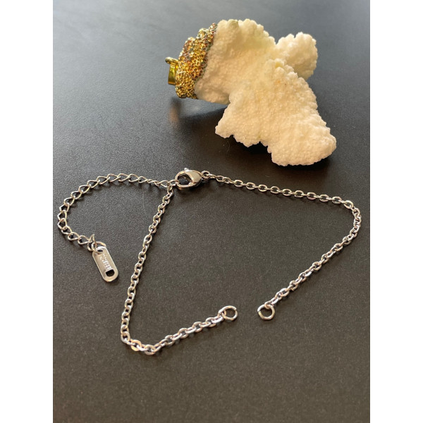 Bracelets Intercalaire 17.7 cm, maille  3 par 2mm, Acier Inoxydable finition Argenté