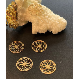 Estampes, pendentif Mandala filigrane 13mm, finition Doré