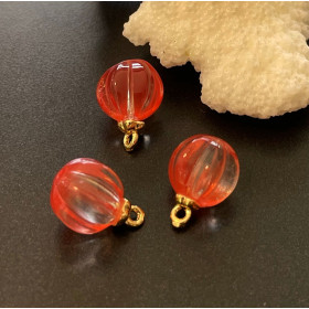 Pendentifs  Verre travaillé style Rétro 10mm, Laiton Doré à l'or fin 18K