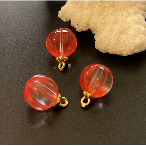 Pendentifs  Verre travaillé style Rétro 10mm, Laiton Doré à l'or fin 18K