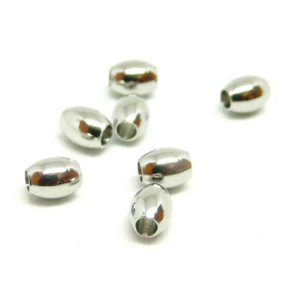 Perles intercalaires Oblong 3 par 4 mm, Acier Inoxydable Argenté pour bijoux raffinés