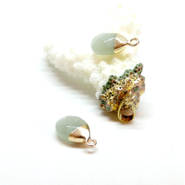 Pendentif 17mm, Aventurine à facette avec métal finition Doré