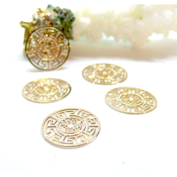 Estampes, pendentif Géométrique filigrane 13mm, finition Doré