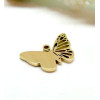 Pendentif Papillon 18 mm – Acier Inoxydable 304 – Finition Dorée