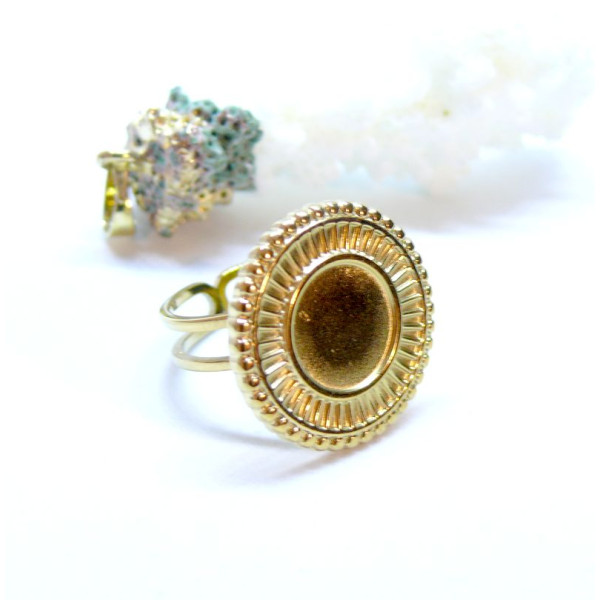 Support de Bague Ronde ARTY 10mm, anneau double, Acier Inoxydable 304 finition Doré, placage PVD