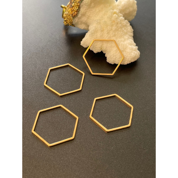 Pendentifs connecteur Hexagone 20mm, Acier Inoxydable 304 finition Doré