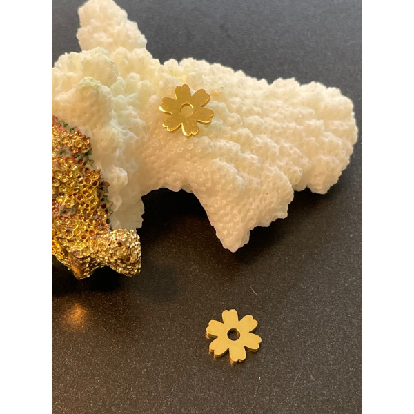 Pendentifs Fleurs 8mm, Acier Inoxydable 304, finition Doré 14K, PVD