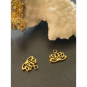 Pendentifs Mini Fleur de Lotus, Yoga, Acier Inoxydable 304, Doré à l'or fin 18K, placage IONIQUE