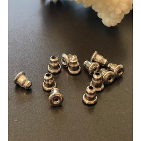 Embouts, poussoir Tube, bouchon stoppeur, pour boucle d'oreille Puce, Acier Inoxydable 304 finition Argent Platine