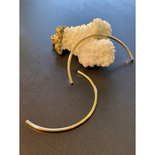 Connecteurs, Tube Demi Cercle  56mm, Métal Doré à l'or fin 24K