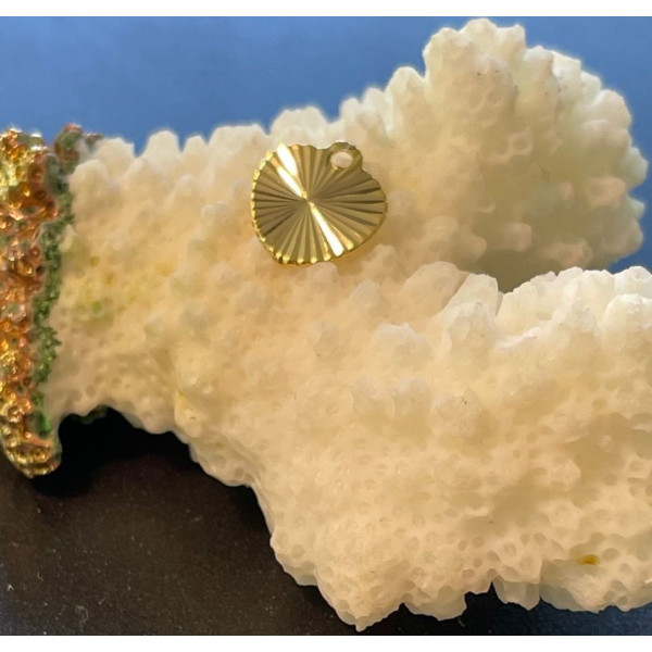 Pendentifs Coeurs avec stries 10mm, Métal Doré à l'or fin 24K