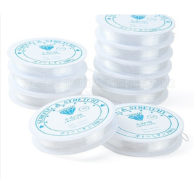 Lot de 1 Bobine de Fil Élastique Cristal Transparent  0.8 mm – Environ 7,5 m - Spécial Bijoux DIY