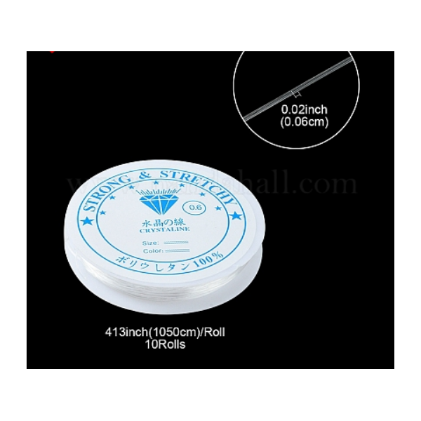 Lot de 1 Bobine de Fil Élastique Cristal Transparent  0.8 mm – Environ 7,5 m - Spécial Bijoux DIY