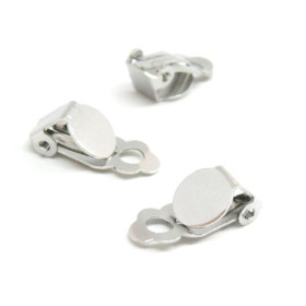Supports de boucles d’oreilles clips – Plateau lisse 8 mm – Acier inoxydable finition argentée