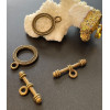 Fermoirs Toggle Ronds Ethniques Travaillés – Métal Couleur Bronze