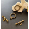 Fermoirs Toggle Ronds Ethniques Travaillés – Métal Couleur Bronze